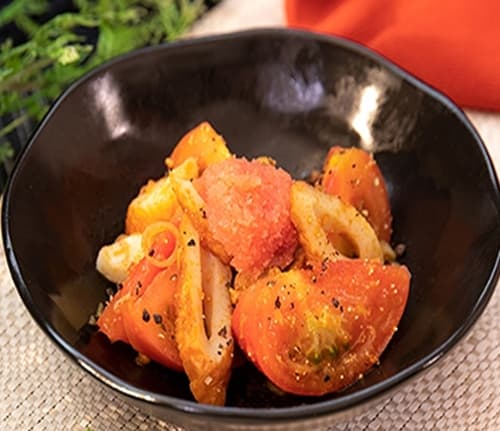 トマトめんたいラー油和え