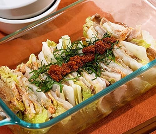 豚バラ明太の白菜ミルフィーユ蒸し