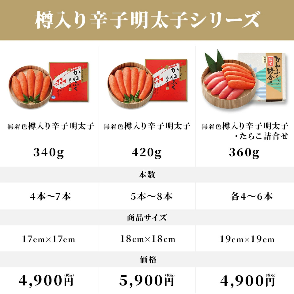 ［無着色］樽入り辛子明太子 340g