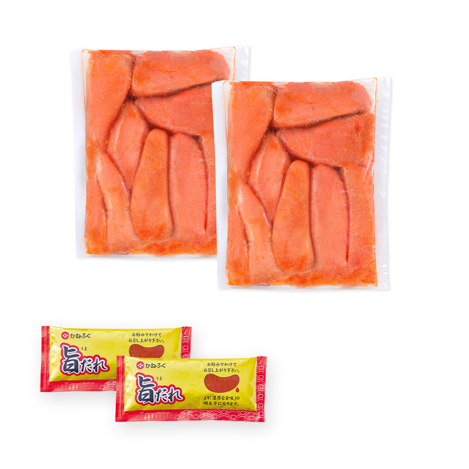［無着色］ ご家庭用辛子明太子 特上切1kg (旨だれ2個付き)
