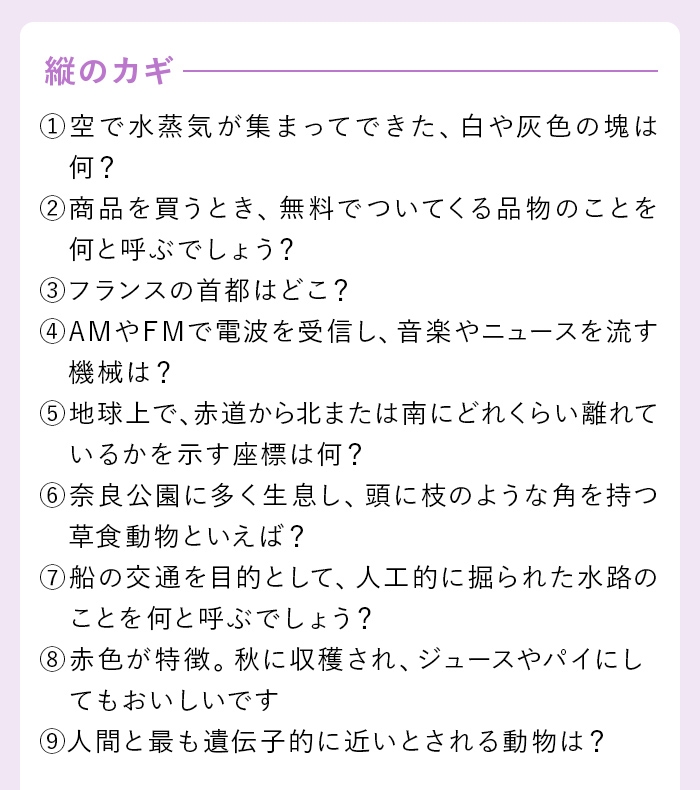 縦のカギ