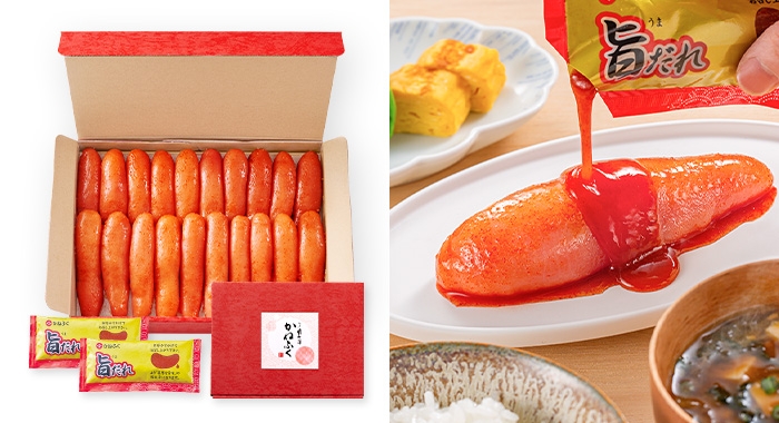 ［無着色］ご家庭用辛子明太子 一本物1kg (旨だれ2個付き)