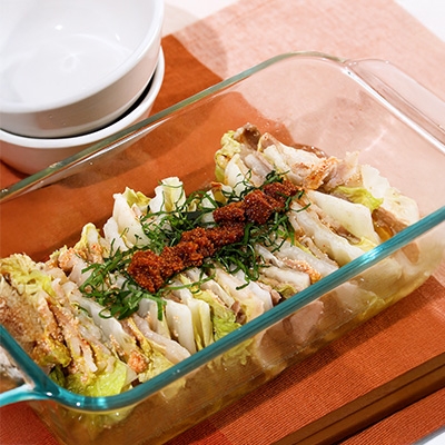 豚バラ明太の白菜ミルフィーユ蒸し