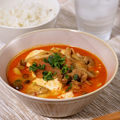 明太豚キムチーズスープ