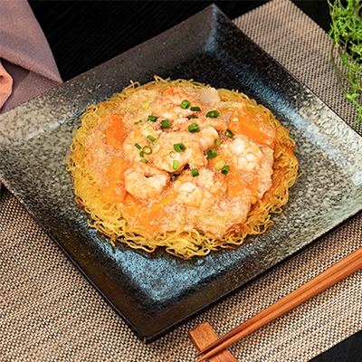 明太餡かた焼きそば